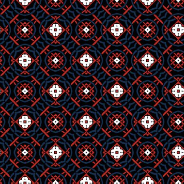 Vektör oryantal çiçek Dikişsiz desen arka plan beyaz çiçek ile derin mavi