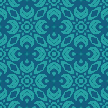 Vektör süsleme Dikişsiz desen duvar kağıdı, mavi tema