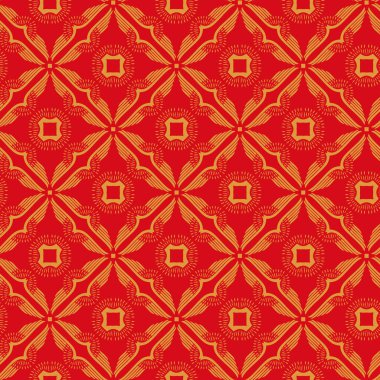 Vektör süsleme Dikişsiz desen duvar kağıdı, kırmızı ve turuncu tema