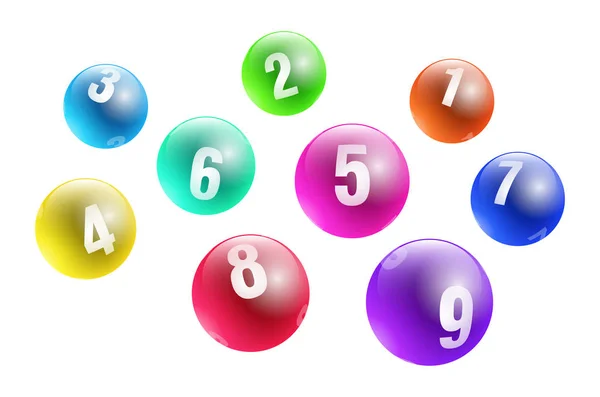 Vector Colorful Lottery Bingo Ball Number Isolated White Background — Stock Vector