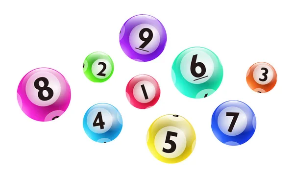 Vector Colorful Lottery Bingo Ball Number Isolated White Background — Stock Vector