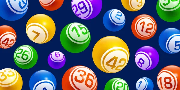 Vector motion colorful lottery bingo balls isolated on dark background — Stock Vector