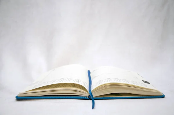 Beyaz zemin üzerinde mavi günlüğü.