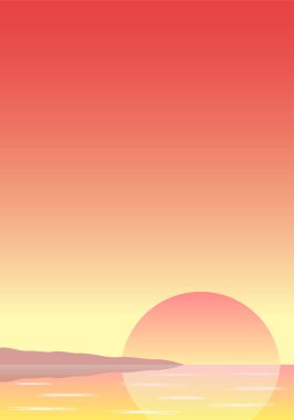 bir gün batımı denize Sahili ile vektör çizim