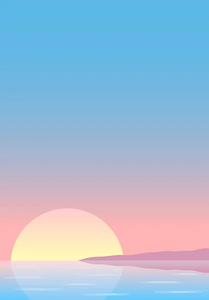 Vektor Illustration Eines Sonnenuntergangs Über Dem Meer Mit Küste — Stockvektor