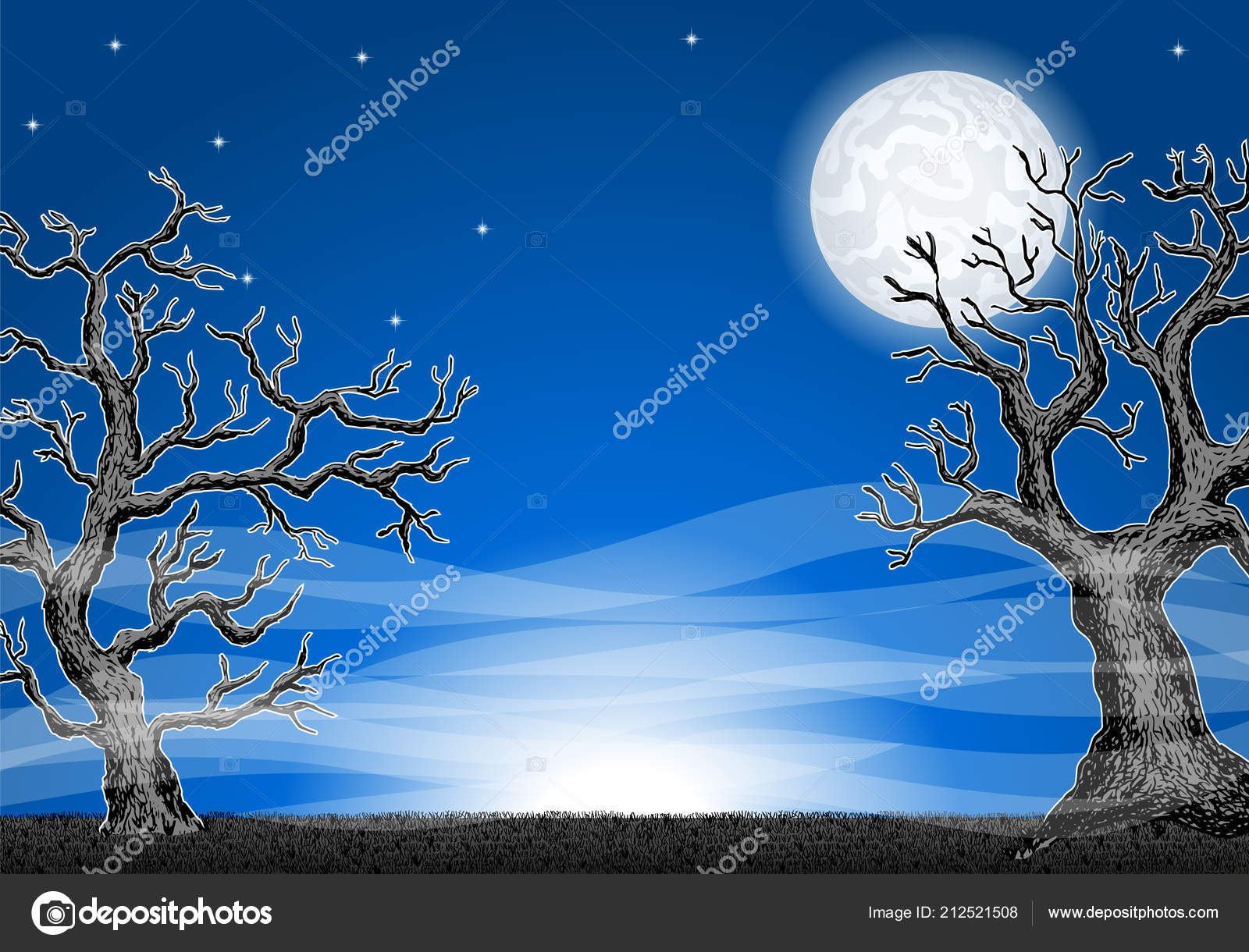 満月の夜 ハロウィーンの背景のベクトル イラスト ストックベクター C Antimartina 212521508
