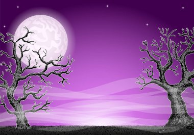 Cadılar Bayramı arka plan bir dolunay gecesi ile vektör çizim