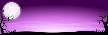 ürkütücü bir halloween gece arka plan afiş dolunay ile vektör çizim 