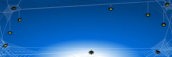 Векторна Ілюстрація Дивного Фонового Банера Хеллоуїна Павуками Мережі — стоковий вектор