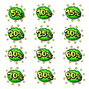 yüzde bazı komik Etiketler vektör çizim 