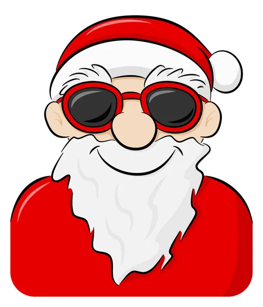 一个微笑的动画片圣诞老人的向量例证用太阳镜 — 图库矢量图片