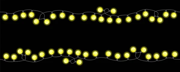 Vektorillustration Sömlösa Kedjor Lamporna Svart Bakgrund — Stock vektor