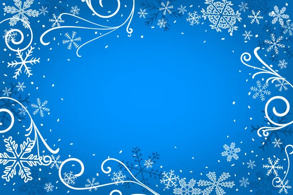 Vektor Illustration Eines Blauen Weihnachtshintergrundes Mit Schneeflocken — Stockvektor