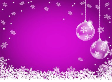 İki Noel baubles ile bir soyut kar tanesi arka plan vektör çizim