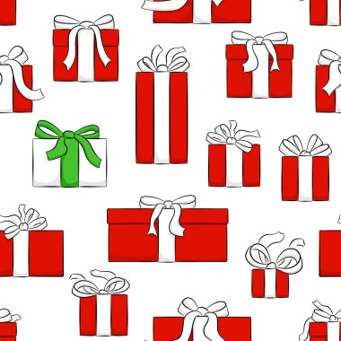 Dikişsiz Noel hediyeleri desen vektör çizim
