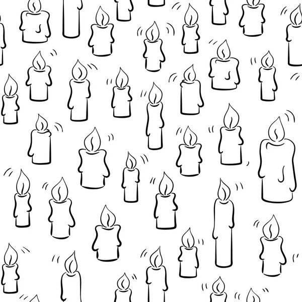 Vector Illustration Seamless Christmas Candles Doodle Pattern — Stock Vector