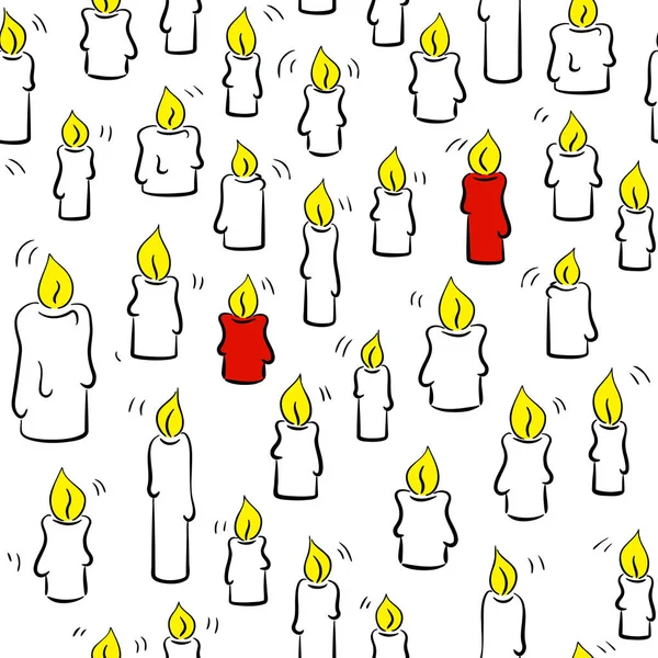 无缝的圣诞节蜡烛涂鸦样式的向量例证 — 图库矢量图片