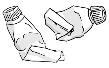 vektör çizim bir el boya tüpleri çizilmiş