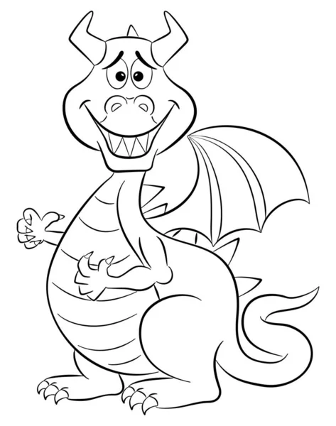 Avergonzado sonriendo dragón de dibujos animados — Vector de stock