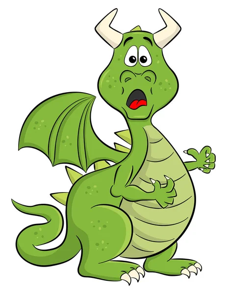 Asustado buscando dragón de dibujos animados — Vector de stock