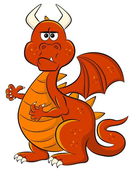 Angry looking cartoon dragon — Stock Vector