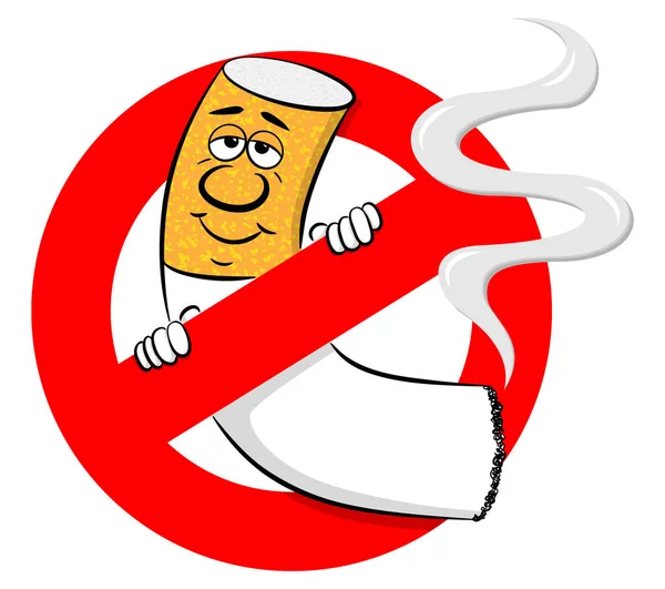 No fumar signo con el cigarrillo de dibujos animados — Vector de stock