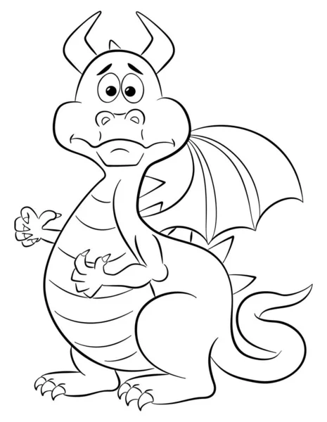 Desconcertado dragón de dibujos animados — Vector de stock