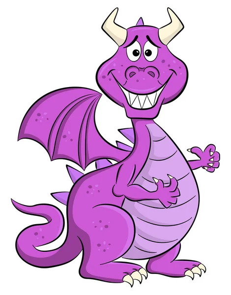 Avergonzado sonriendo dragón de dibujos animados — Vector de stock