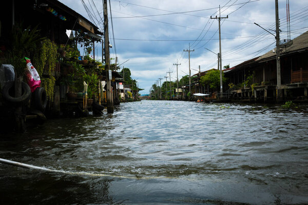 Floating street on a river market in Pattaya Thailand