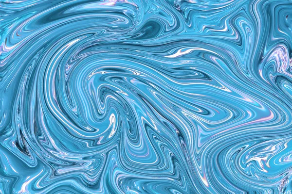 Peinture Abstraite Avec Effet Motif Marbre Bleu Tourbillonnant Rayures Liquides — Photo