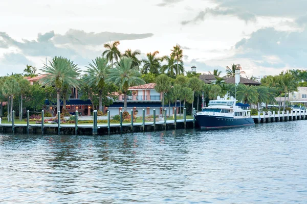 Pôr Sol Marina Fort Lauderdale Iates Luxo Las Olas Boulevard — Fotografia de Stock