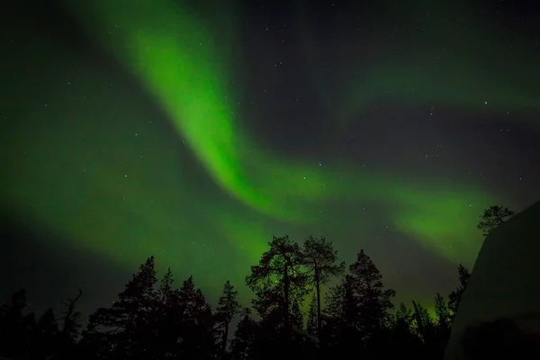 Fantastiska Norrskenet Aurora Borealis Finalnd Nordisk Naturlandskap Bakgrund Mycket Starka — Stockfoto