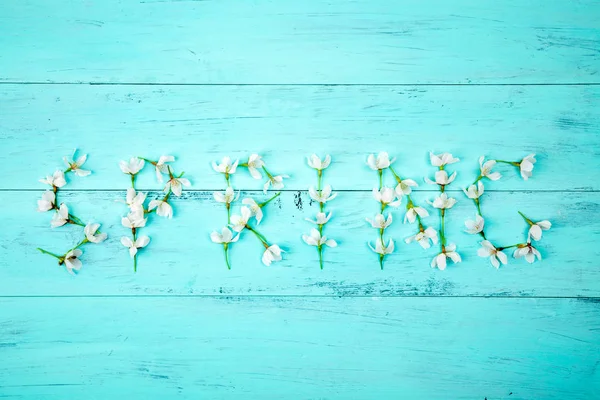 Parole Printemps Faite Fleurs Cerisiers Fleurs Blanc