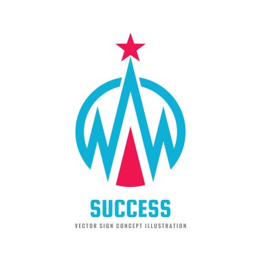 Başarı - vektör logo şablonu konsept illüstrasyon. İlerleme yaratıcı soyut işareti. Büyüme ve başlangıç sembolü. Ödül kazanan amblemi. Yıldız simgesi. Grafik tasarım öğesi. 