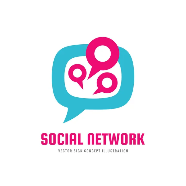 Red Redes Sociales Vector Logotipo Plantilla Concepto Ilustración Mensaje Comunicación — Vector de stock