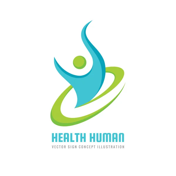 Caractère Humain Santé Modèle Logo Vectoriel Illustration Concept Fitness Sport — Image vectorielle