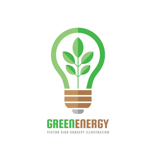 Зелена Енергія Векторний Бізнес Логотип Концепції Шаблону Ілюстрації Плоский Стиль — стоковий вектор