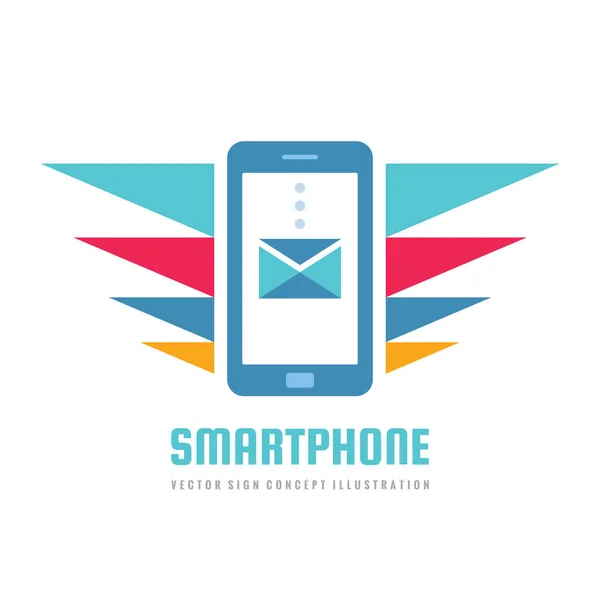 携帯電話ベクトル ビジネス ロゴの概念図 スマート フォンの創造的な記号 現代の電子技術 携帯電話のシンボル 高速電子メール デザイン要素 — ストックベクタ