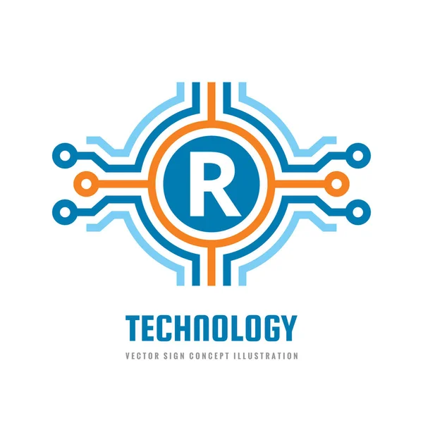 Technology Letter Illustrazione Del Concetto Logo Vettoriale Simbolo Digitale Creativo — Vettoriale Stock