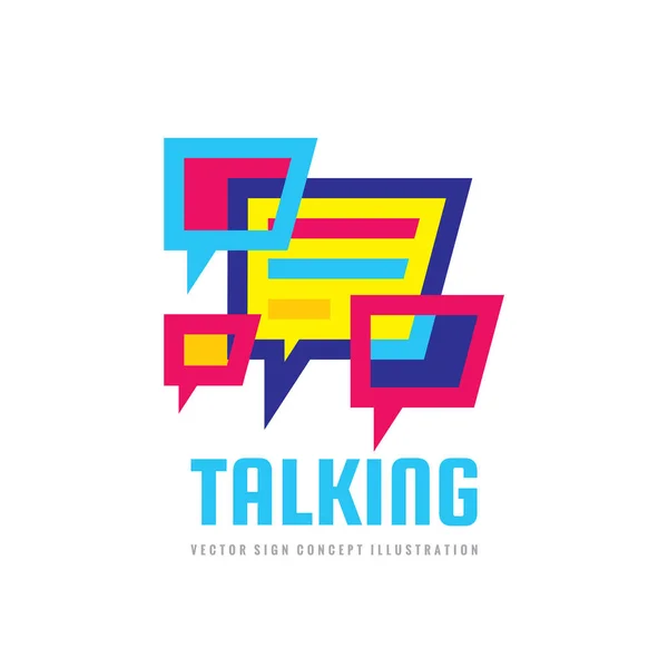 Talking Konuşma Balonları Vektör Logo Kavramı Çizimde Düz Stil Diyalog — Stok Vektör