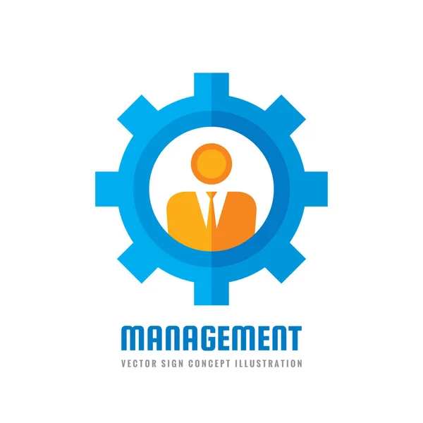 Gestão Vetor Logotipo Negócio Modelo Ilustração Conceito Estilo Plano Engenheiro — Vetor de Stock