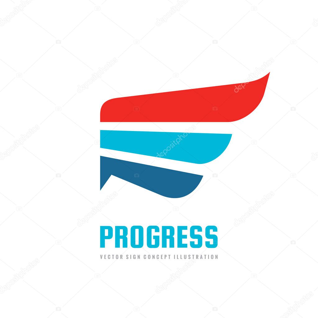 Progress - vector business logo template concept illustration. Abstract geometric design elements. Wing in circle shape. Development creative sign