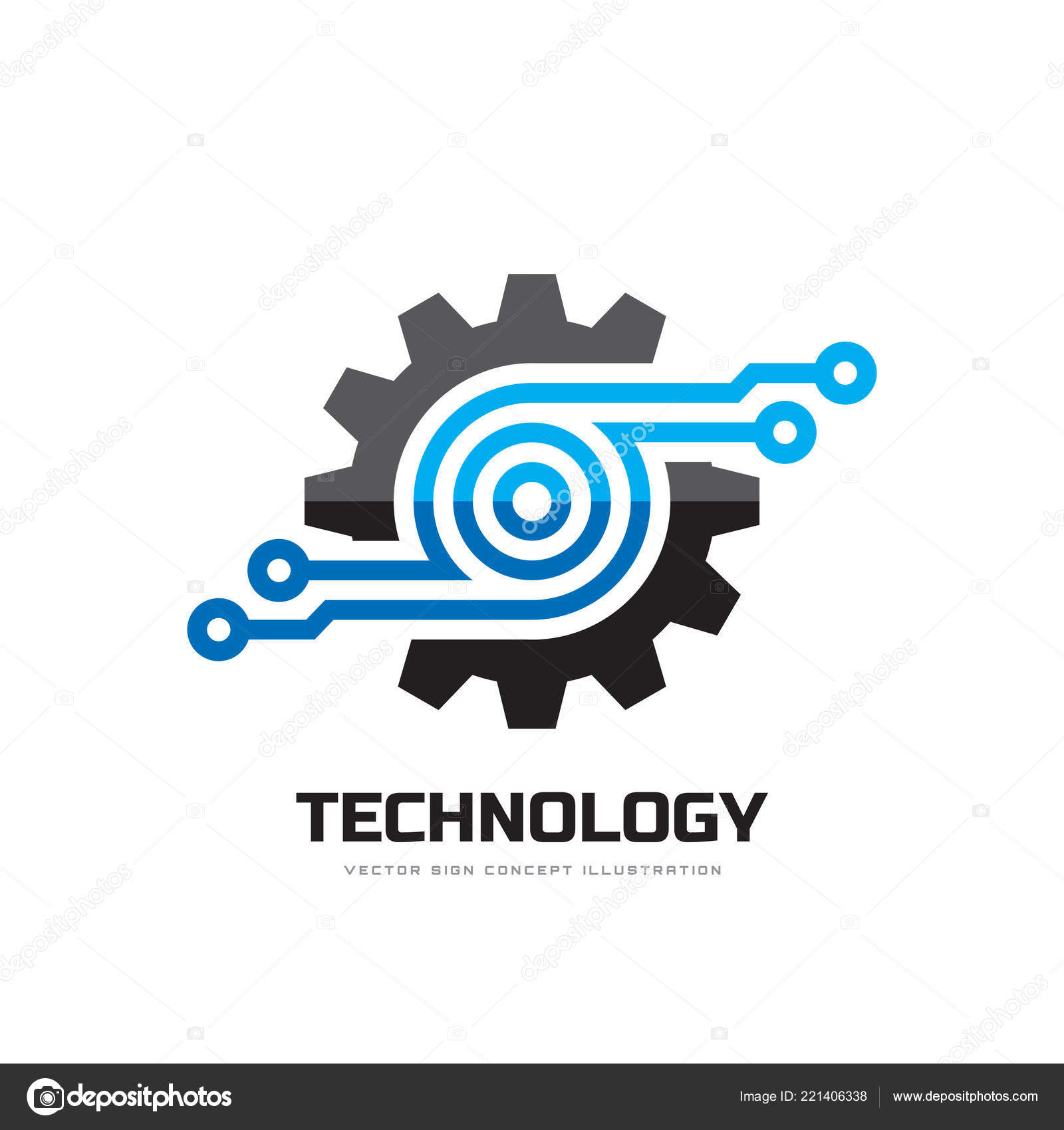 Logotipo o logotipo e símbolos do círculo de tecnologia de negócios gráfico  de desenho vetorial