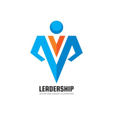 İnsan karakteri - vektör iş logo şablonu konsept illüstrasyon. Geometrik yaratıcı işareti, soyut şekiller. Grafik tasarım öğesi.