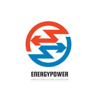 İş eğilim - vektör logo şablonu konsept illüstrasyon iş Şirket için. Daire içinde soyut ok işaretleri. Yıldırım enerji güç simgesi. Tasarım öğesi. 