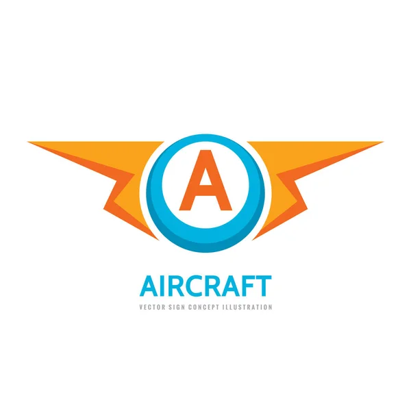 Aircraft Vector Business Logo Template Concept Illustration Flat Style Letter — Stock Vector