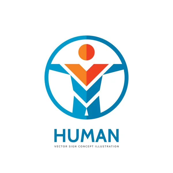 Carácter Humano Abstracto Concepto Negocio Logotipo Plantilla Vector Ilustración Signo — Vector de stock
