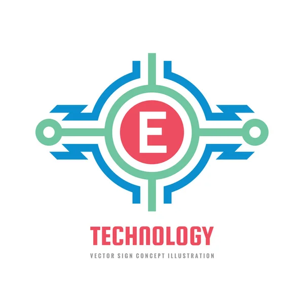 Teknoloji Harf Vektör Logo Şablonu Konsept Illüstrasyon Soyut Yıldırım Güç — Stok Vektör