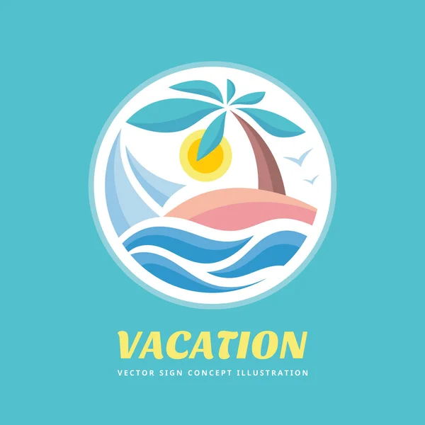 Nyári Utazás Nyaralás Vektor Logo Fogalom Illusztráció Kör Alakú Paradise — Stock Vector
