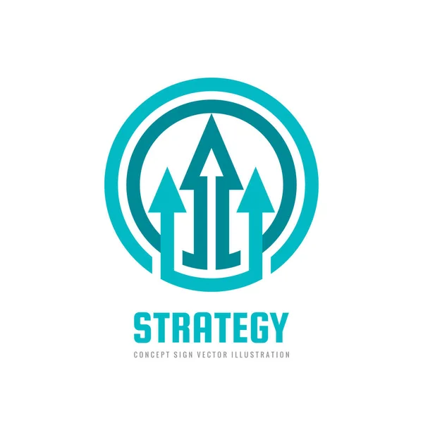 Estrategia Ilustración Abstracta Del Concepto Signo Desarrollo Flechas Forma Círculo — Vector de stock